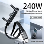 New 240W Charging Cable with Fold‑Out Phone Stand