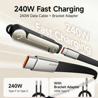 New 240W Charging Cable with Fold‑Out Phone Stand