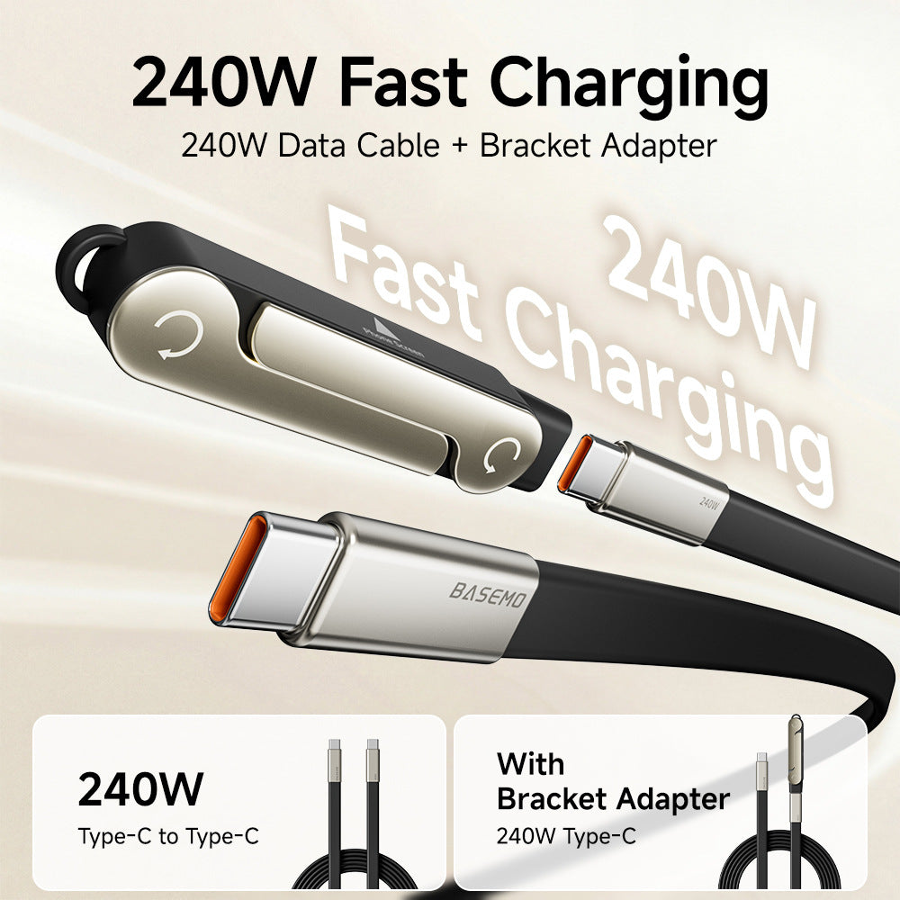 New 240W Charging Cable with Fold‑Out Phone Stand