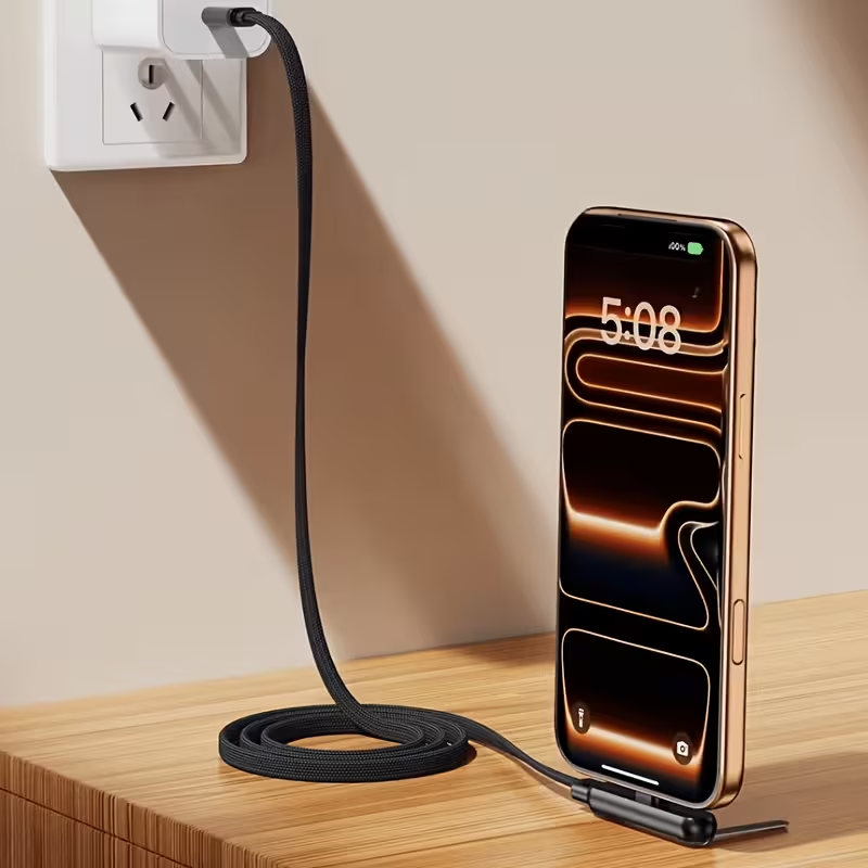 New 240W Charging Cable with Fold‑Out Phone Stand